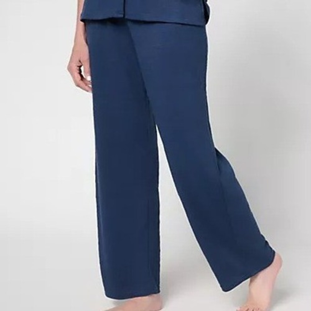 Cuddl Duds Plus‎ 3X Oxford Navy Slub Knit Straight Leg Lounge Pant Comfy A683092